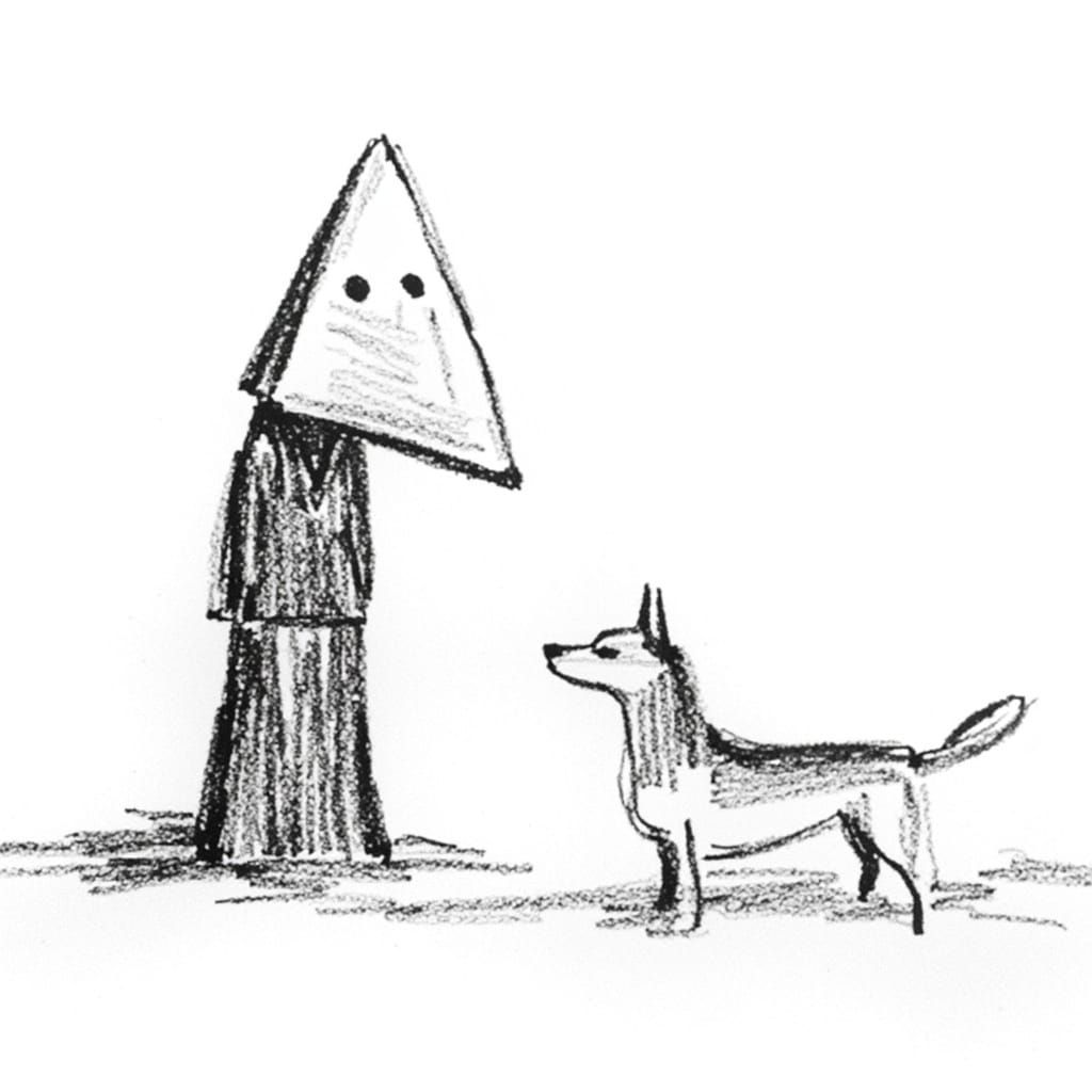 Pyramidhead in Minimalist Pencil Sketch Style