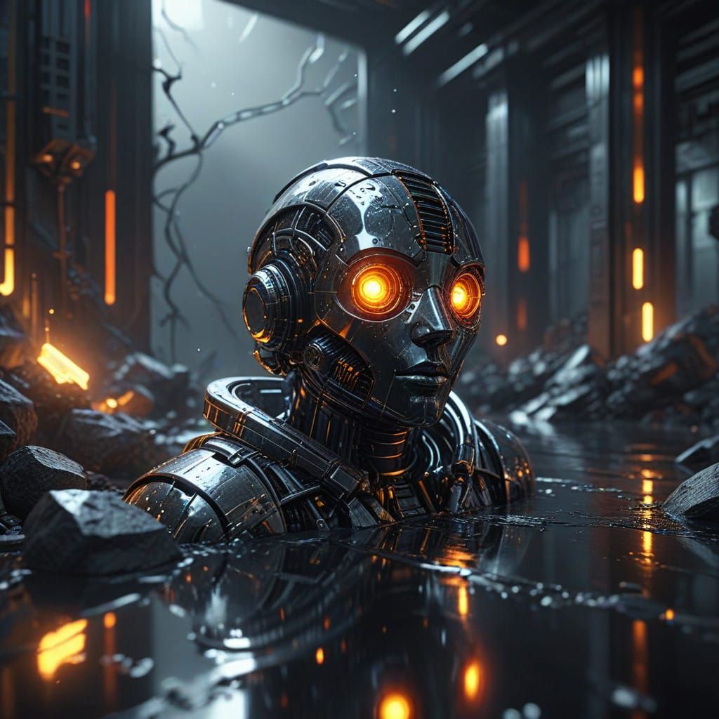 Ethereal Futuristic Robot in Cinematic Sci-Fi Landscape