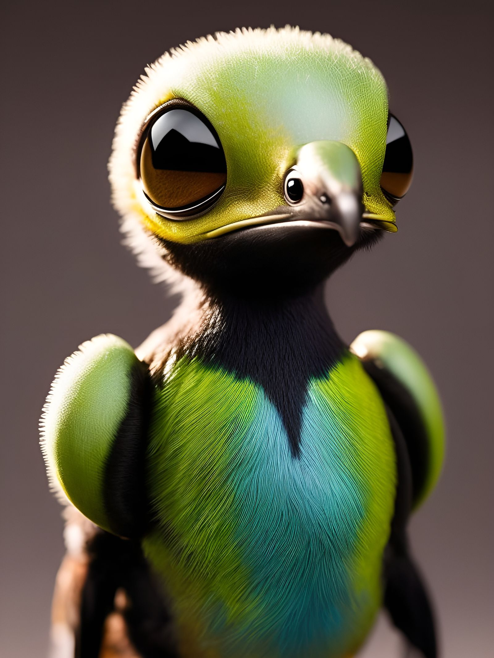 Realistic Portrait of an Alien Bird Species