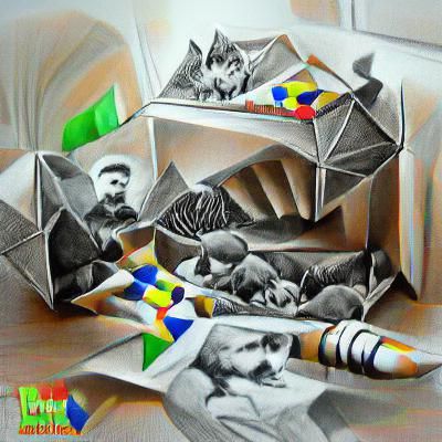 Surreal Geometric Construction in Charcoal Style