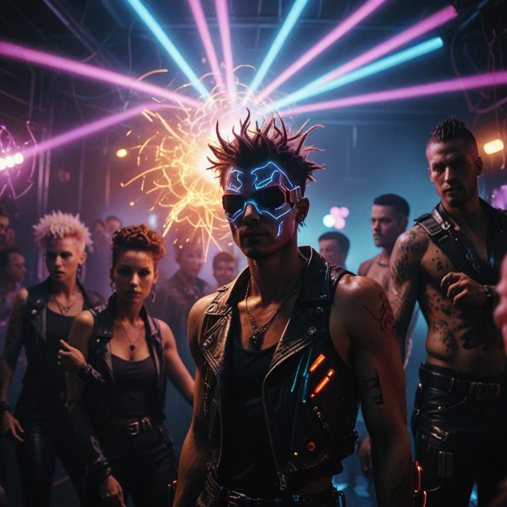 Diesel-Punk Creatures Dancing at Cyberpunk Disco