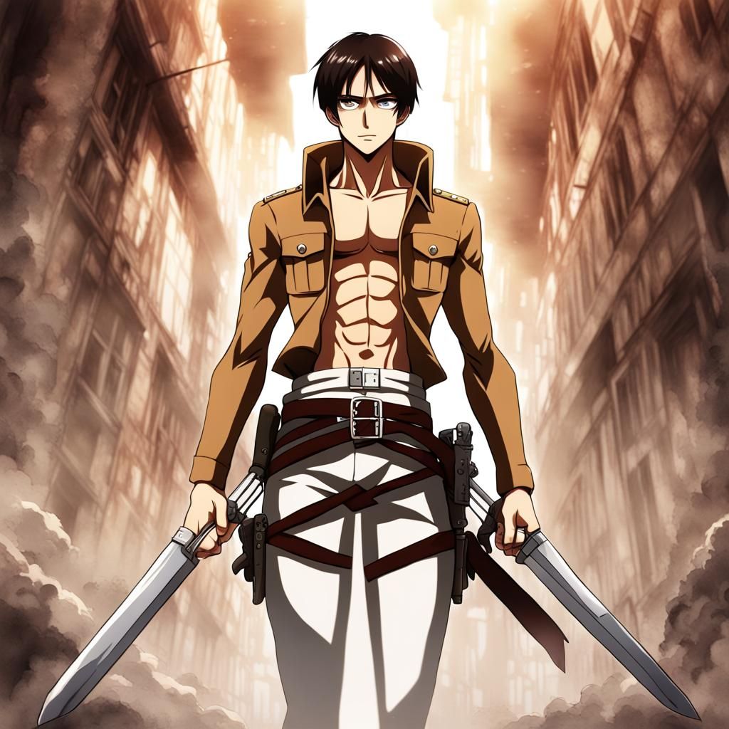 Eren Yeager Titan Transformation in Anime Style