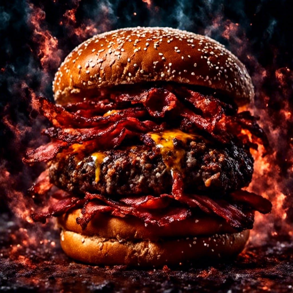 Delicious Bacon Burger on Brioche Bun