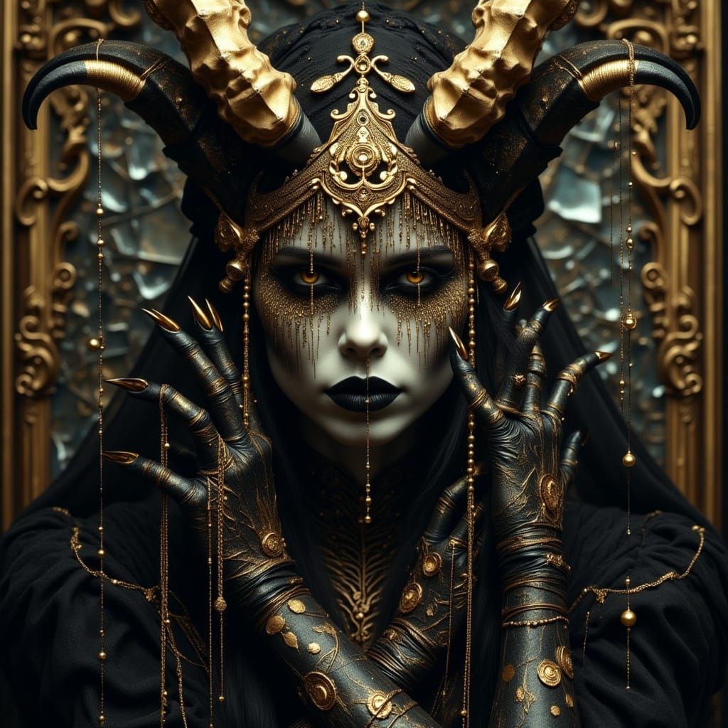 Countess Seraphine Umbra: Gothic Oracle in Gold