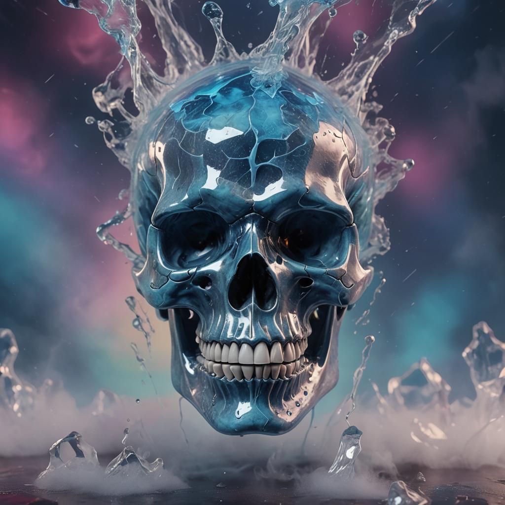 Crystal Skull in Vibrant, Cinematic Oil Painting Style