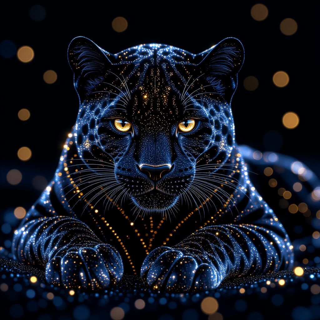 Crystal Night Panther with Black and Gold Glitter