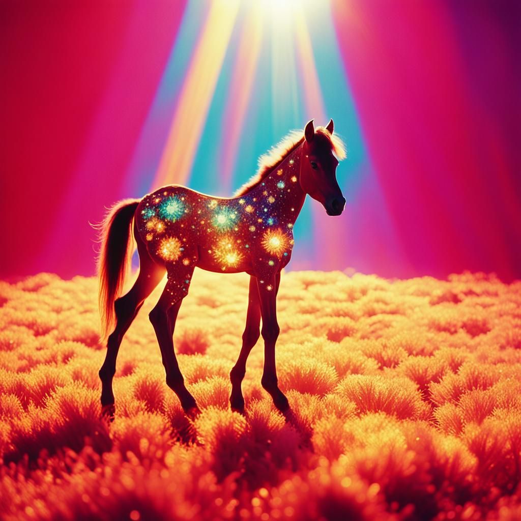 Foal in Light Beam: Kodak Aerochrome Style