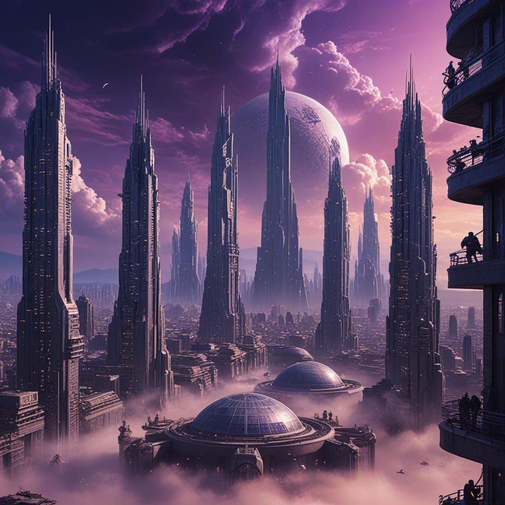 Epic Futuristic Cityscape Unfolds in Maximalist Digital Pain...