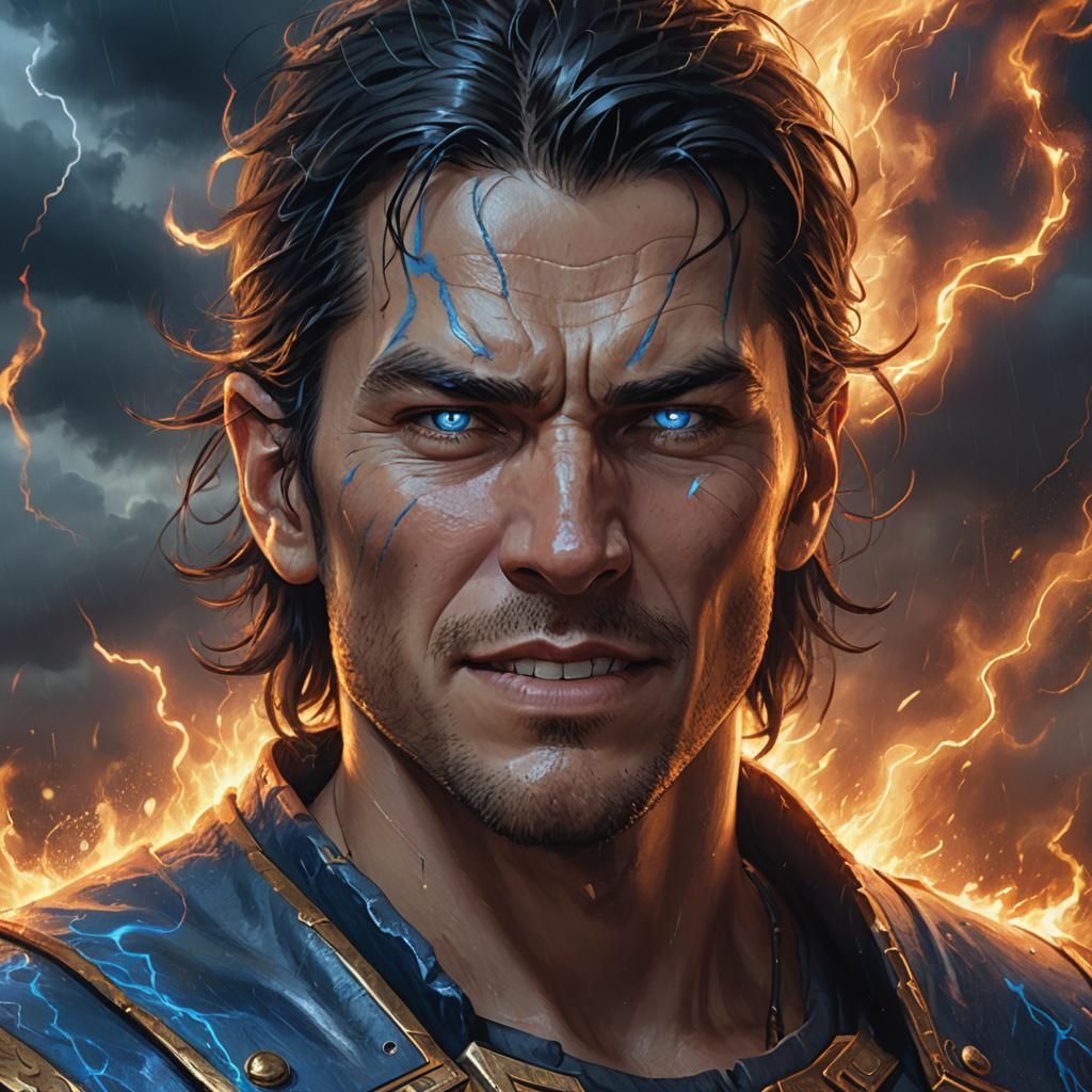 Ral Zarek Portrait in Stormy Fire Nation Landscape