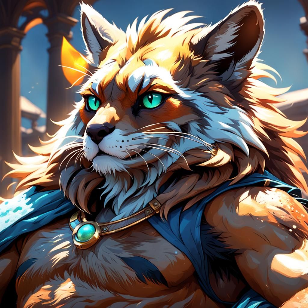 Furry Anthro Sunbathing Portrait in Detailed Style