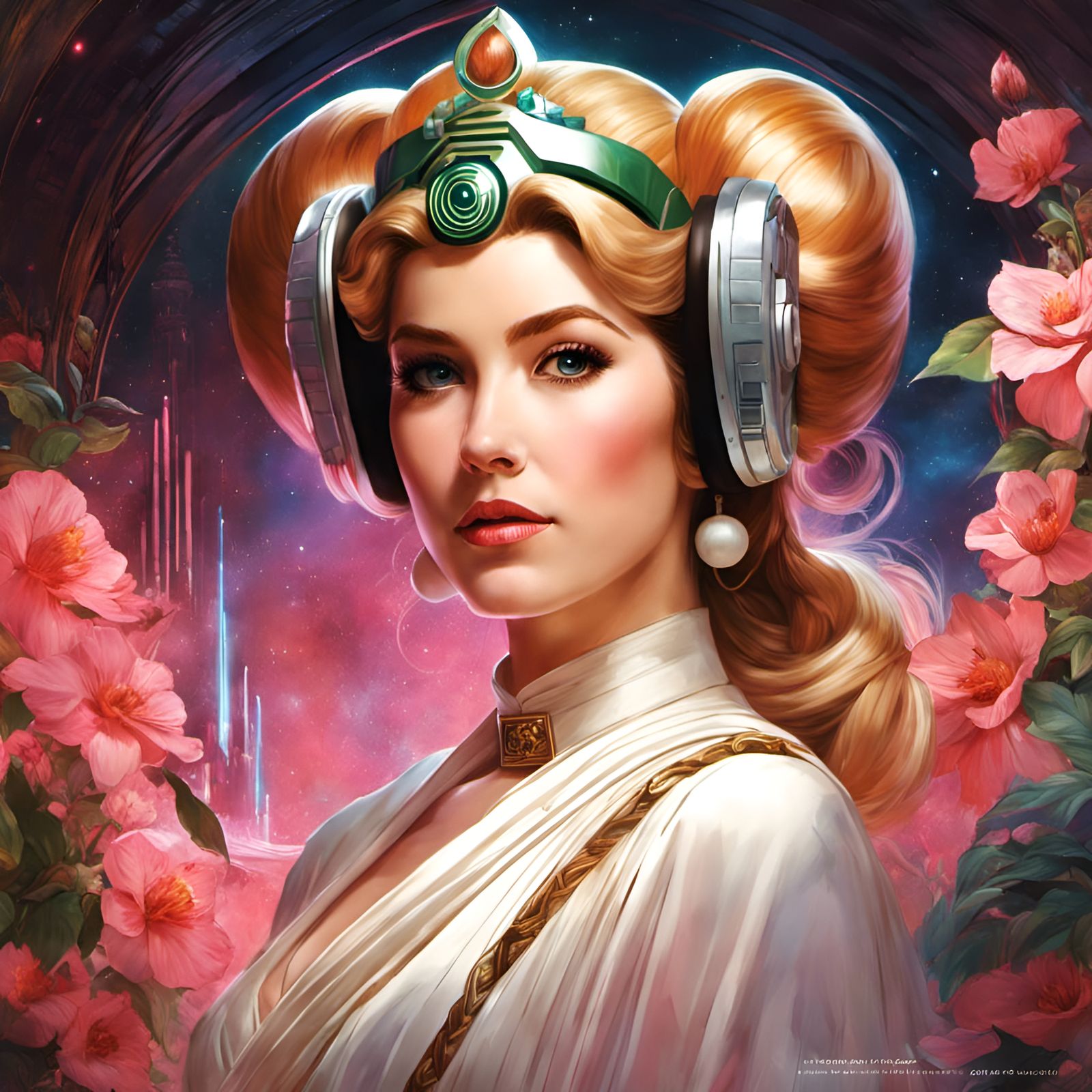 Princess Peach as Princess Leia Portrait