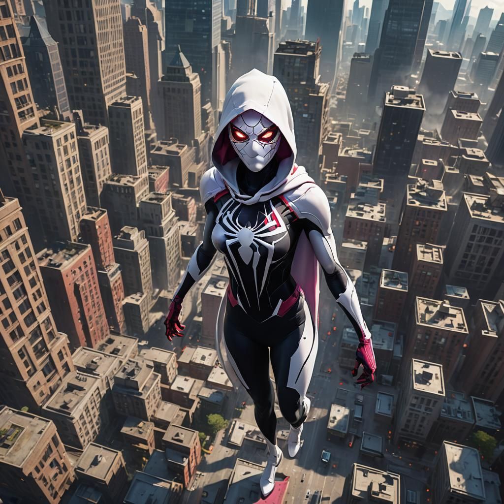 Spider Gwen as Colossal Giant Woman in City