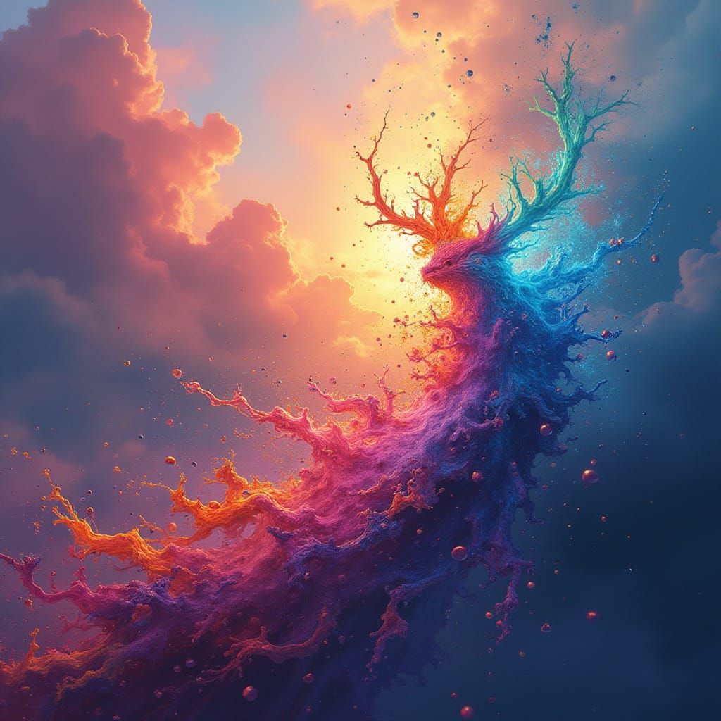 Rainbow Splash Paint Abstract Art