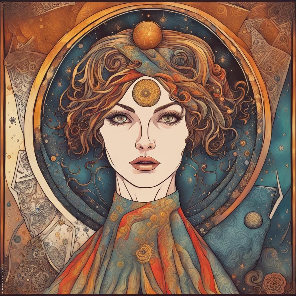 Artistic Female Figure with Tarot Cards