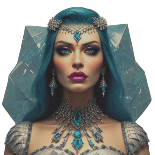 Fierce Glass Goddess Adorns Her Neck