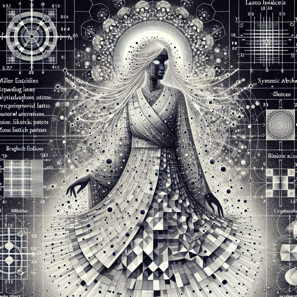 Mystical Female Figure Emerging from Crystal Diffraction Pat...