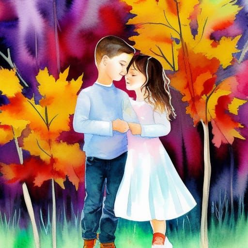 Autumn Scene: Watercolor Art in Loish Style