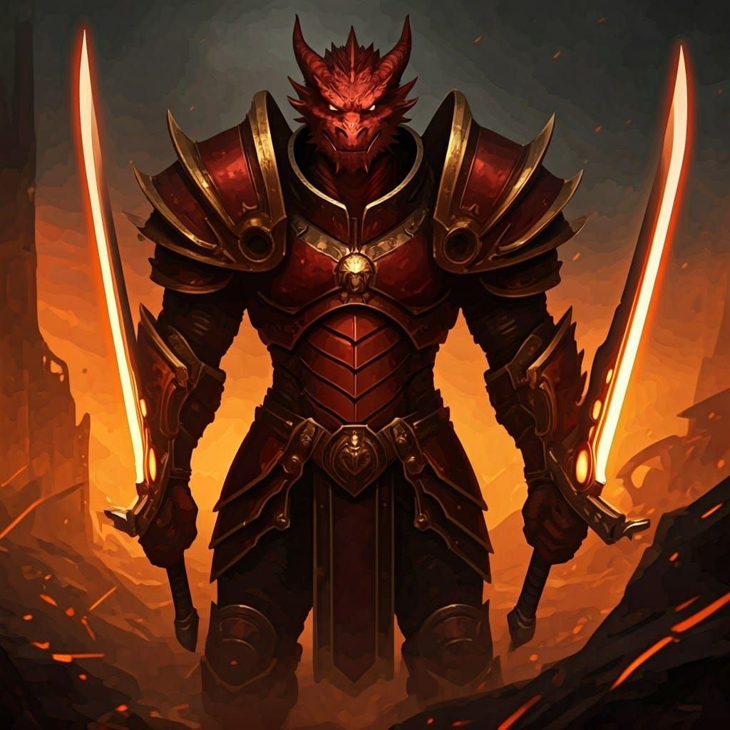 Dragonkin Warrior on Sci-Fi Battlefield in Digital Art Style