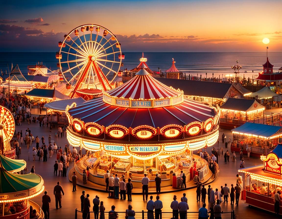 1930s Seaside Theme Park at Magic Hour