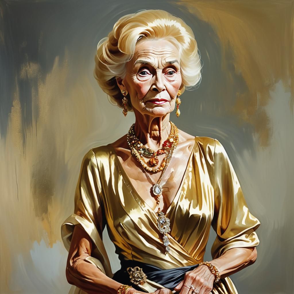 Opulent Transvestite Portrait in Oil Painting Style
