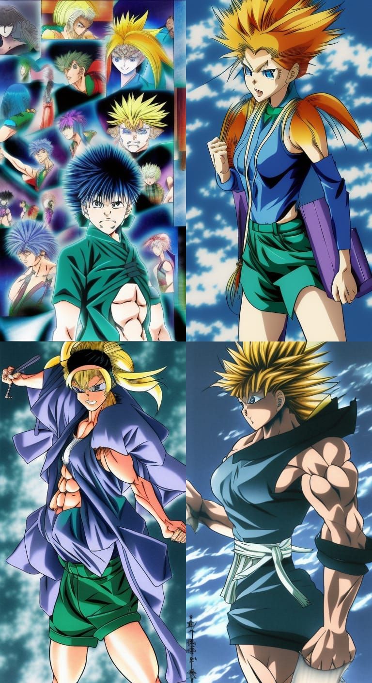 Female Bodybuilder as Yu Yu Hakusho Character in Manga Style