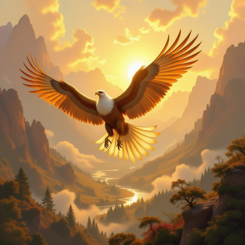 Majestic Griffin in Sunlit Valley