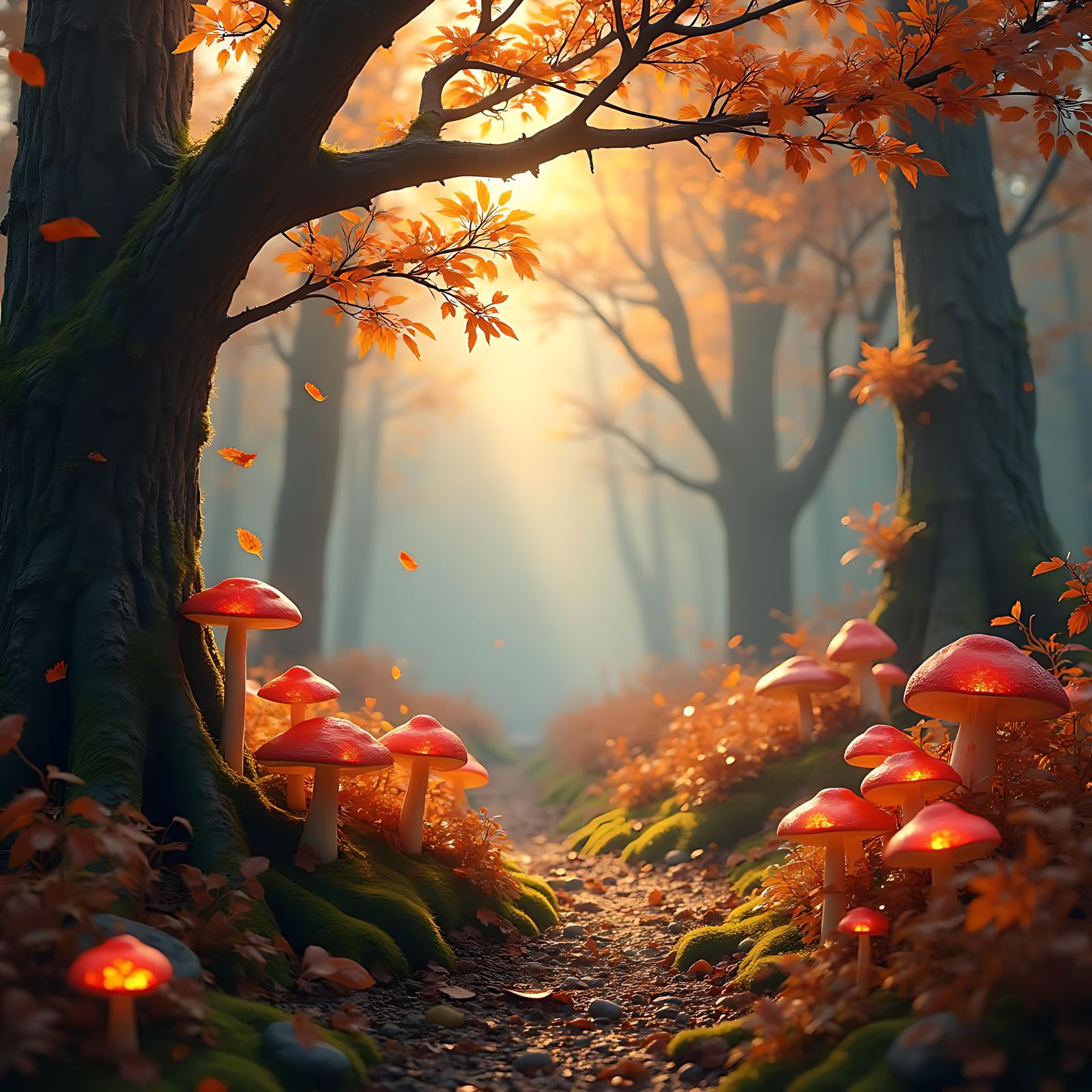 Autumn Forest: Detailed Matte Painting in Deep Color