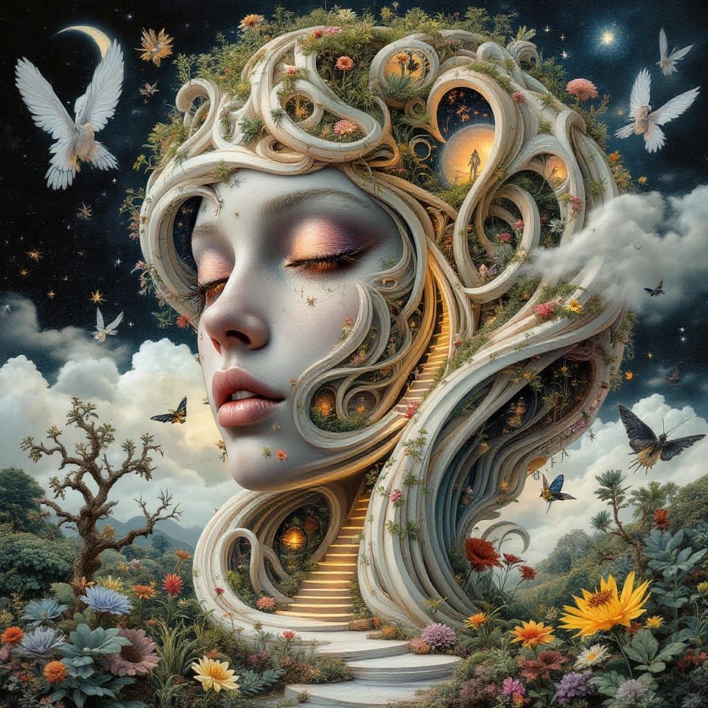 Surreal Dreamscapes Merge in Ethereal Moonshade Caskets