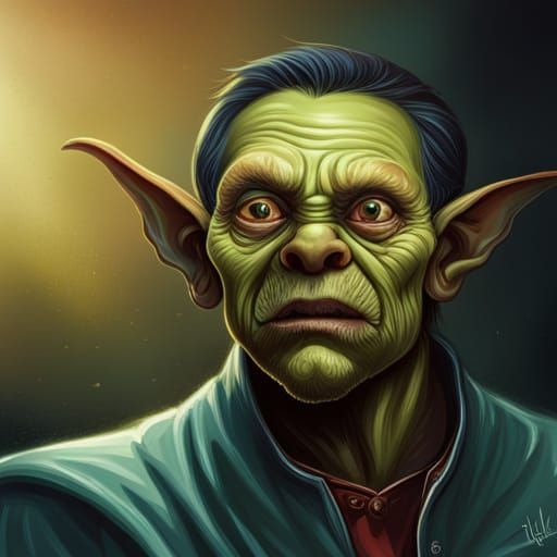 Hyperrealistic Goblin Driving a Car