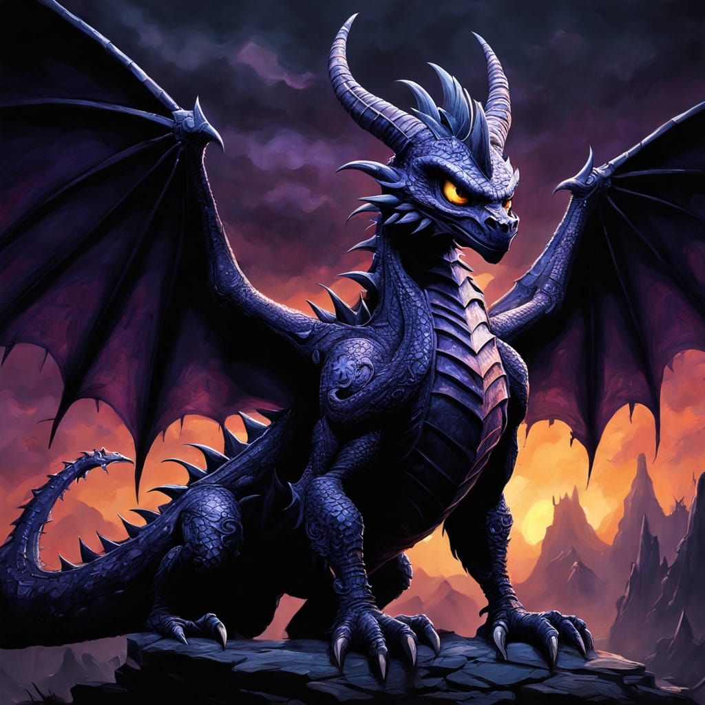 Majestic Dark Fantasy Spyro in Hyperrealistic High Contrast