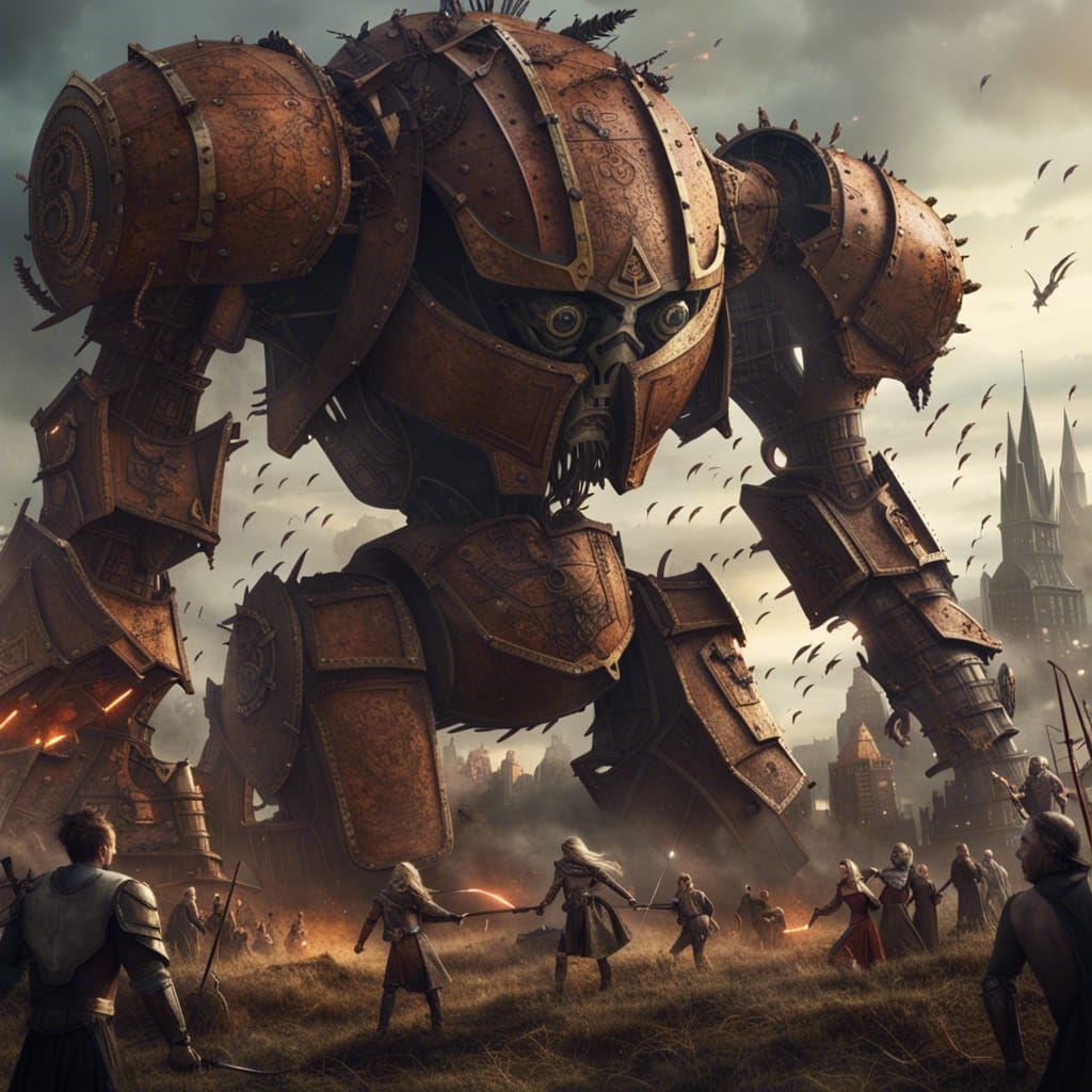 Epic Android vs Medieval Army: Digital Matte Painting