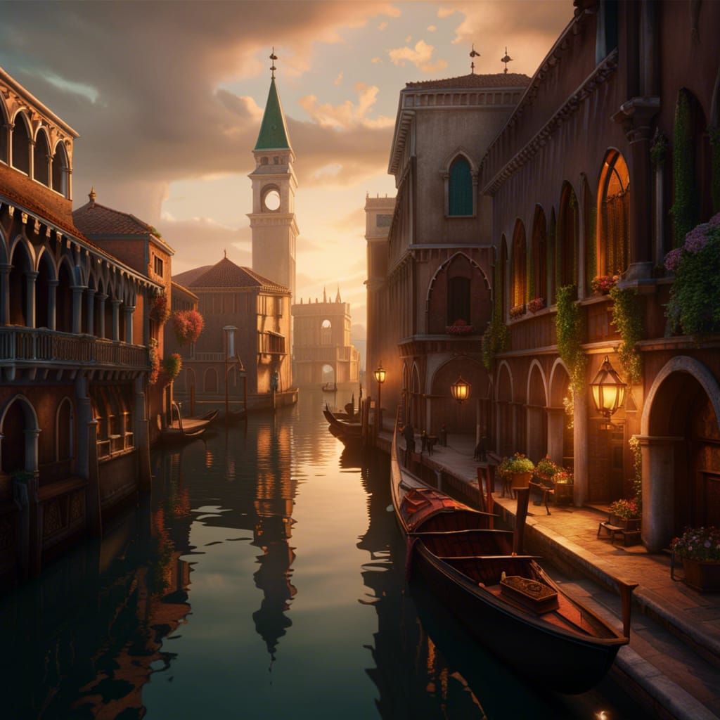 Venice in a Fantasy World with Dragons