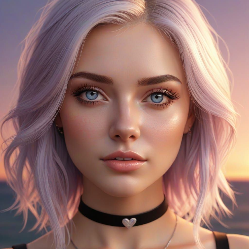 Hyper-Realistic Digital Portrait of a Young Woman in a Calmi...