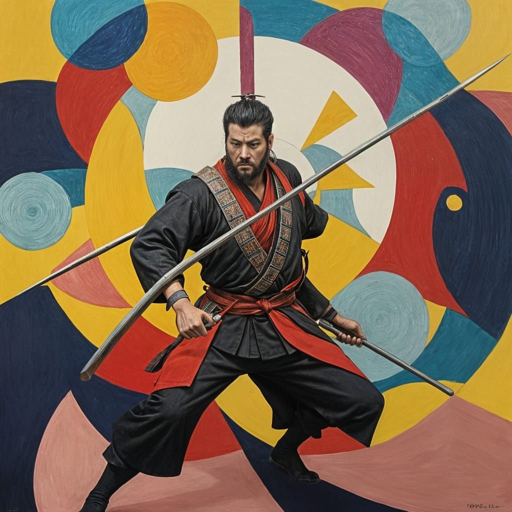 Samurai zatoichi meet Paul Klee paint world and abstract art