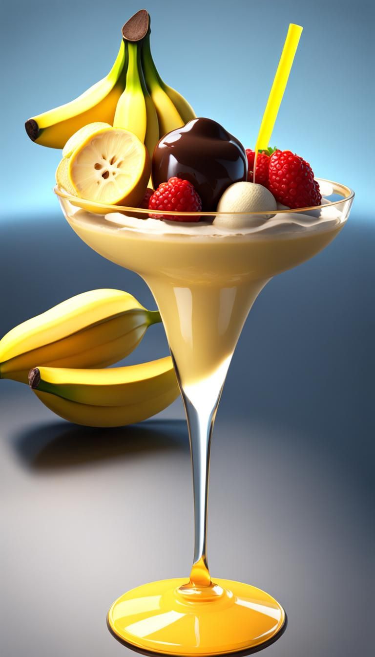 Humorous Banana Split Character in 3D Style