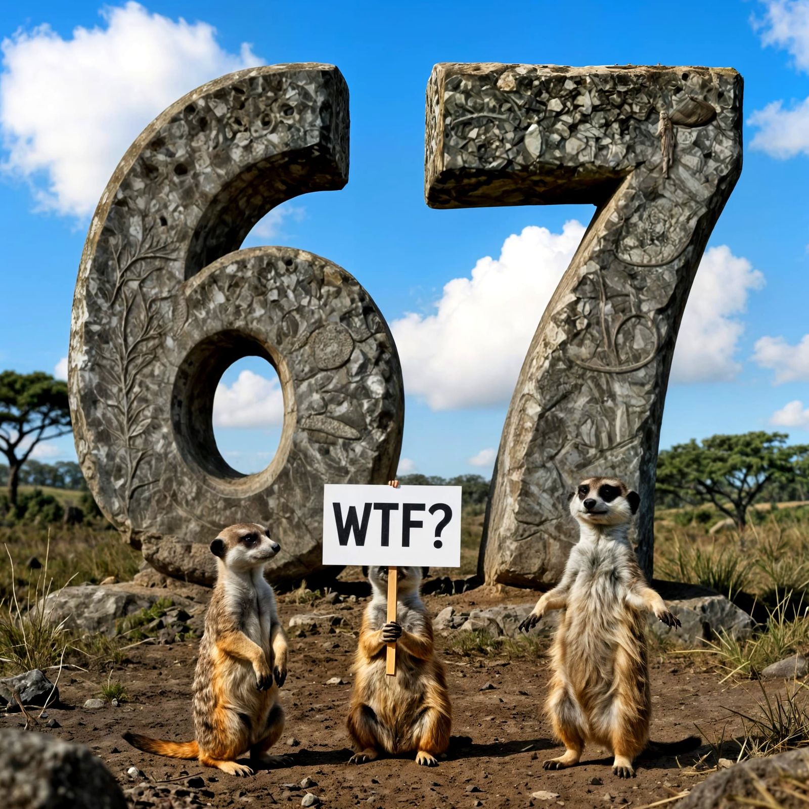 Meerkats Confused by Giant '6-7' Monolith in Wildlife Photo