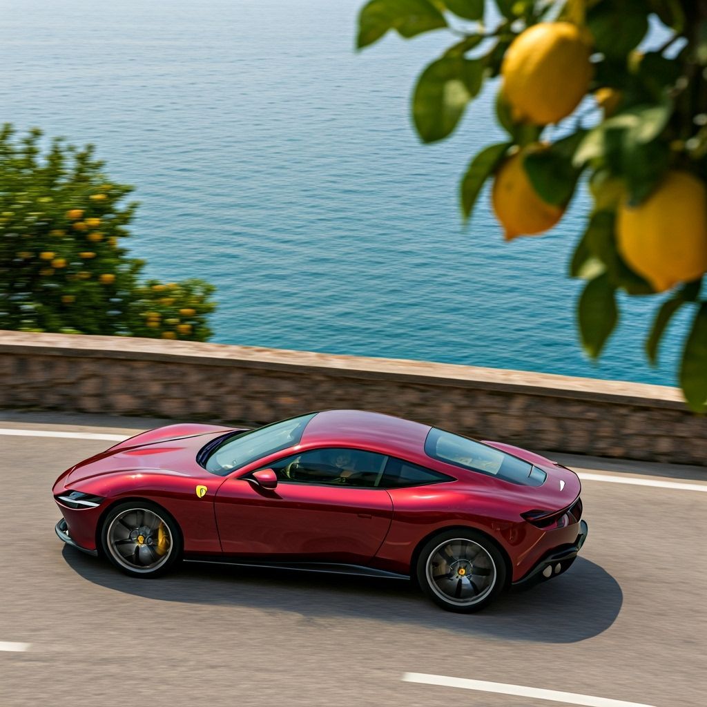 Ferrari Roma on Amalfi Coast Road