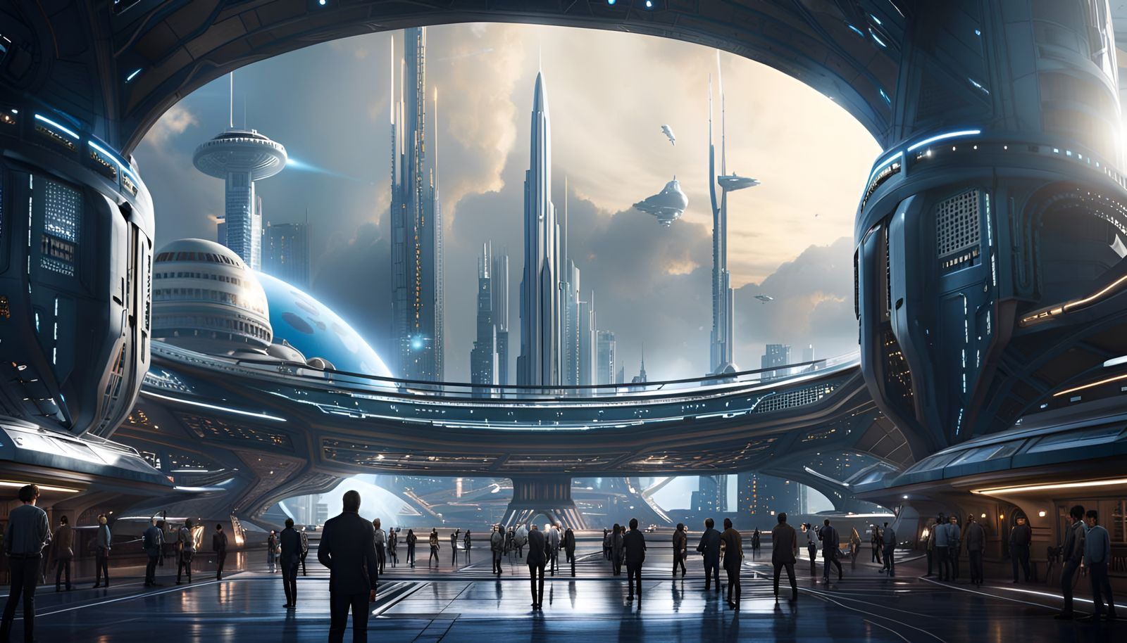 Hyperdetailed Sci-Fi Spaceport with Dynamic Lighting