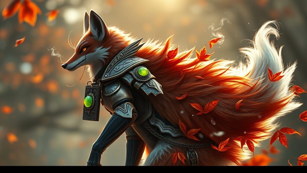 Armored Fox Spirit Guard in Eastern Fantasy Style