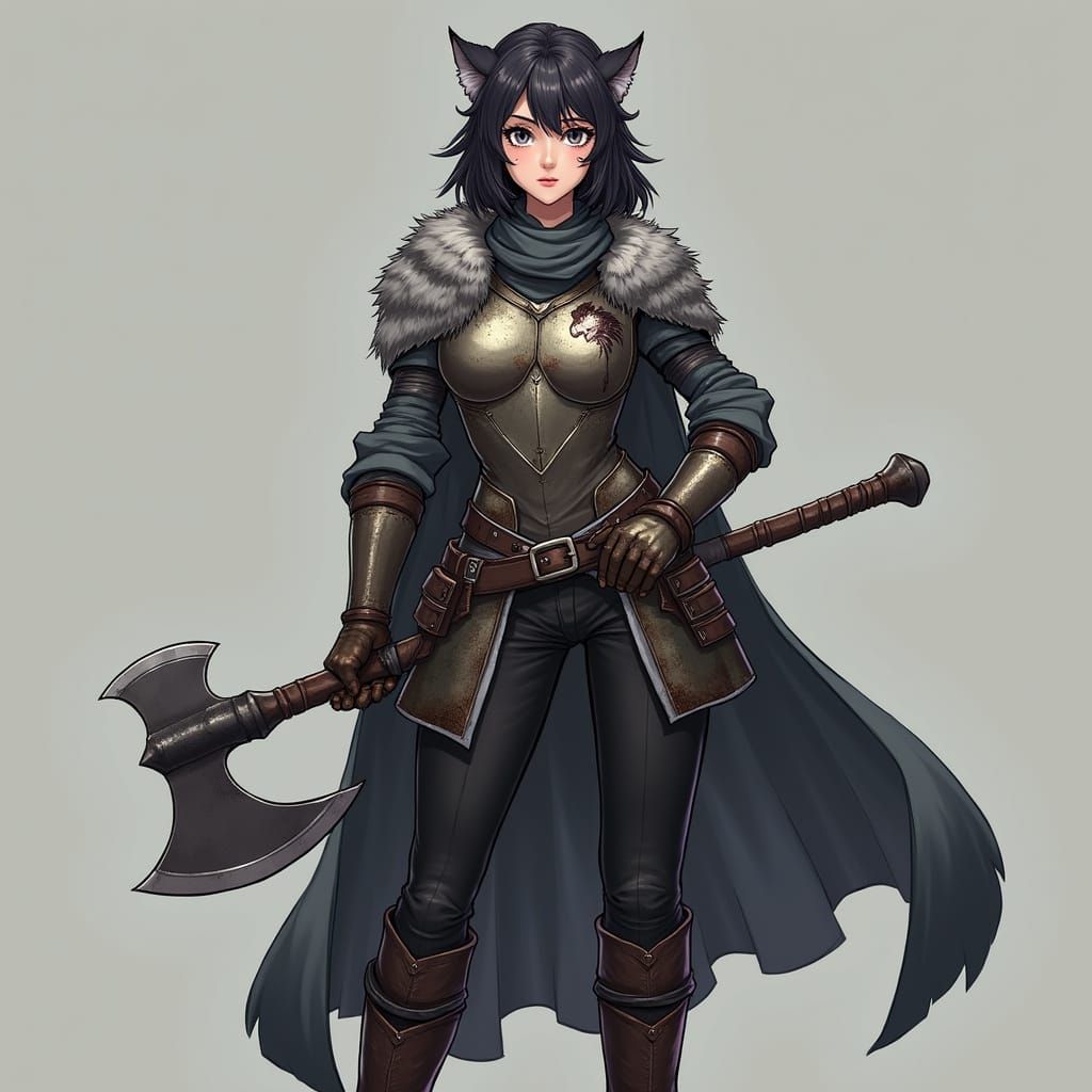 Vibrant Aasimar Warrior in Anime Style