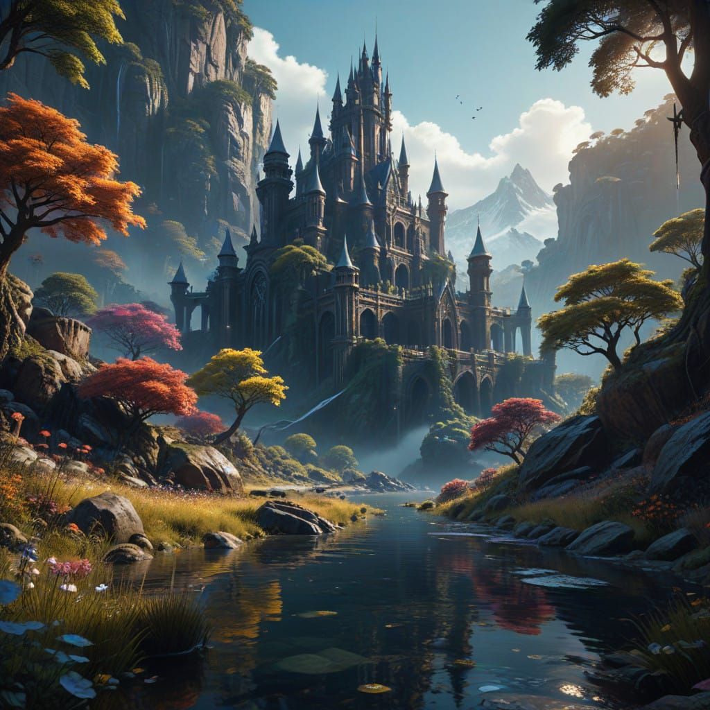 Ethereal Summer Landscape in Vibrant Modernist Style