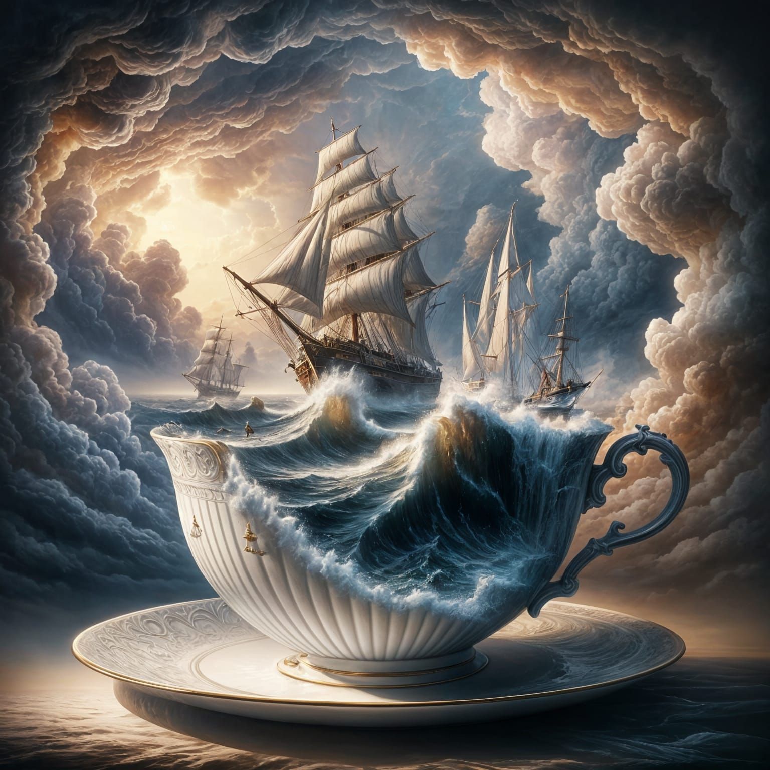 Tempest in Teacup: Seafarer's Tale in Luminism Style