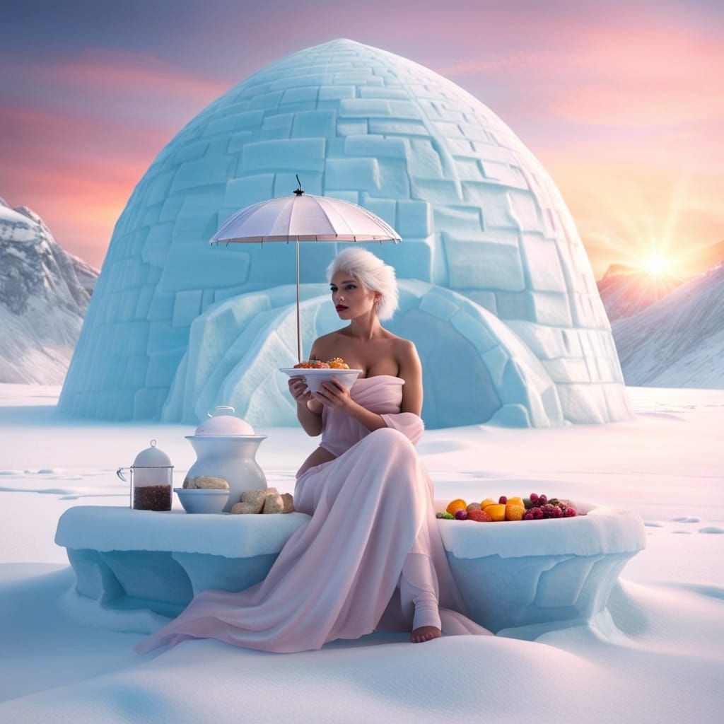 Omnipotent Zen Goddess Enjoying Desert in Blizzard