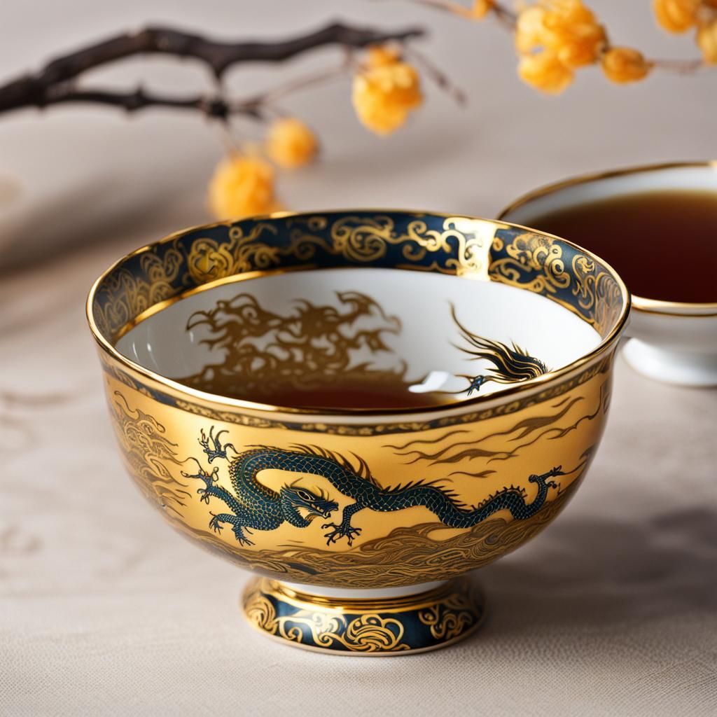 Golden Dragon Adorns Elegant Tea Cup