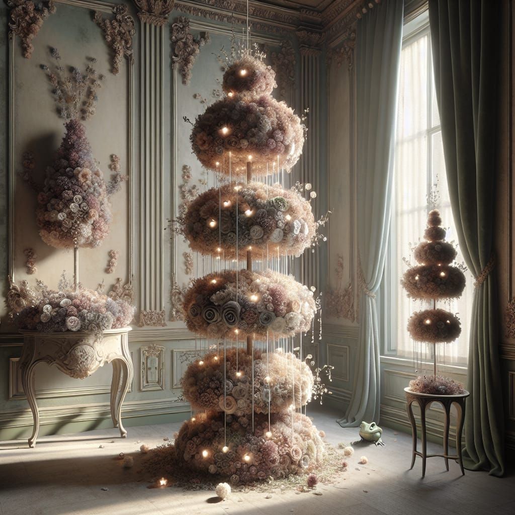 Lavish Rococo Still Life with Freeze-Dried Flowers