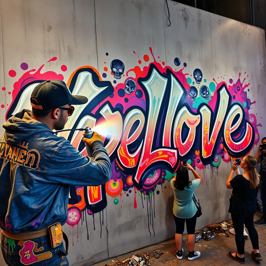 Vibrant Graffiti Mural in Street Art Style