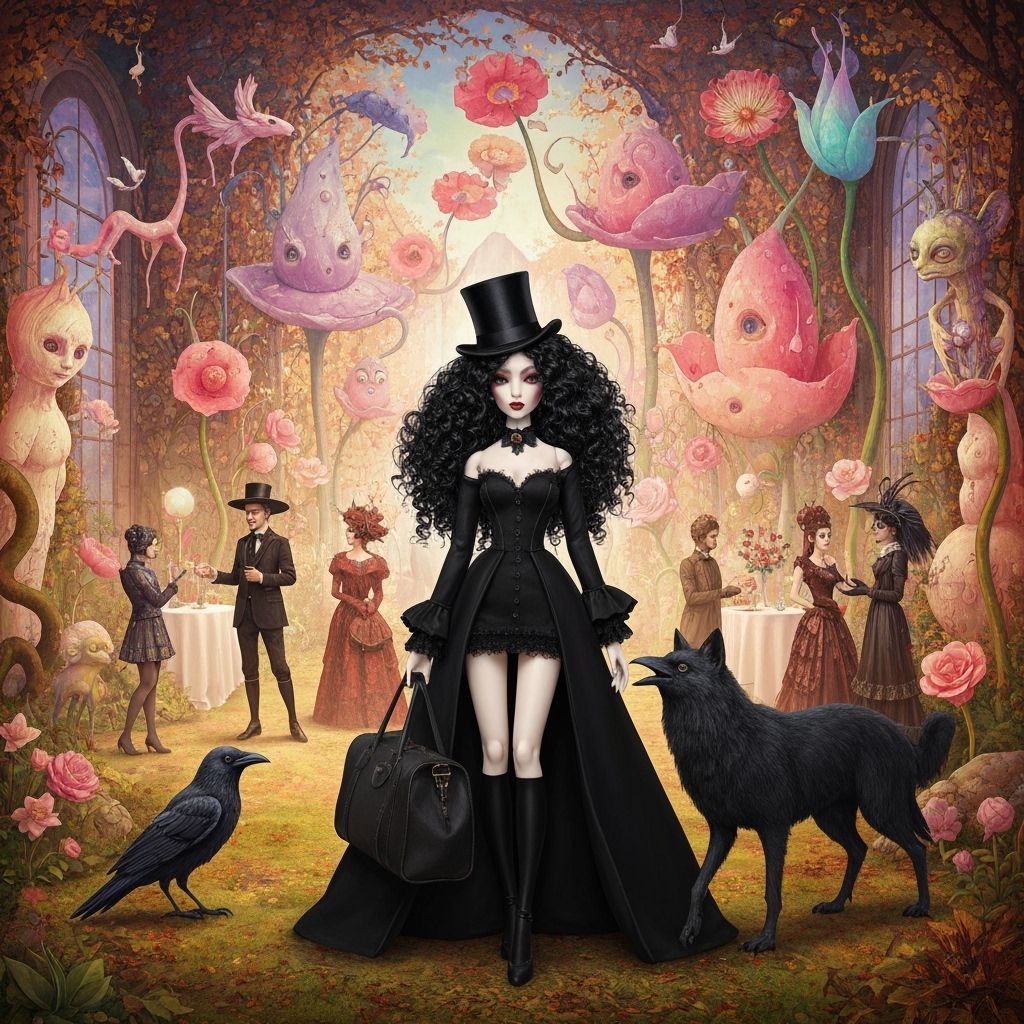 Porcelain Doll Attends Surreal Garden Party