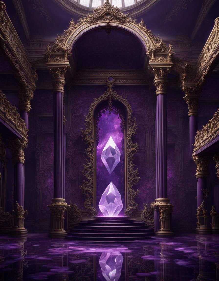 Dramatic Purple Crystal in Ornate Palace