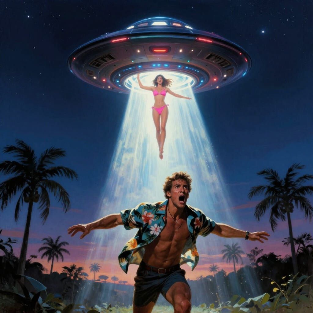 UFO Abduction Rescue Attempt in Cinematic Digital Painting
