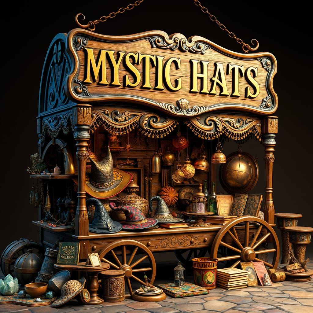 Mystic Hats Gypsy Wagon in Art Nouveau Style
